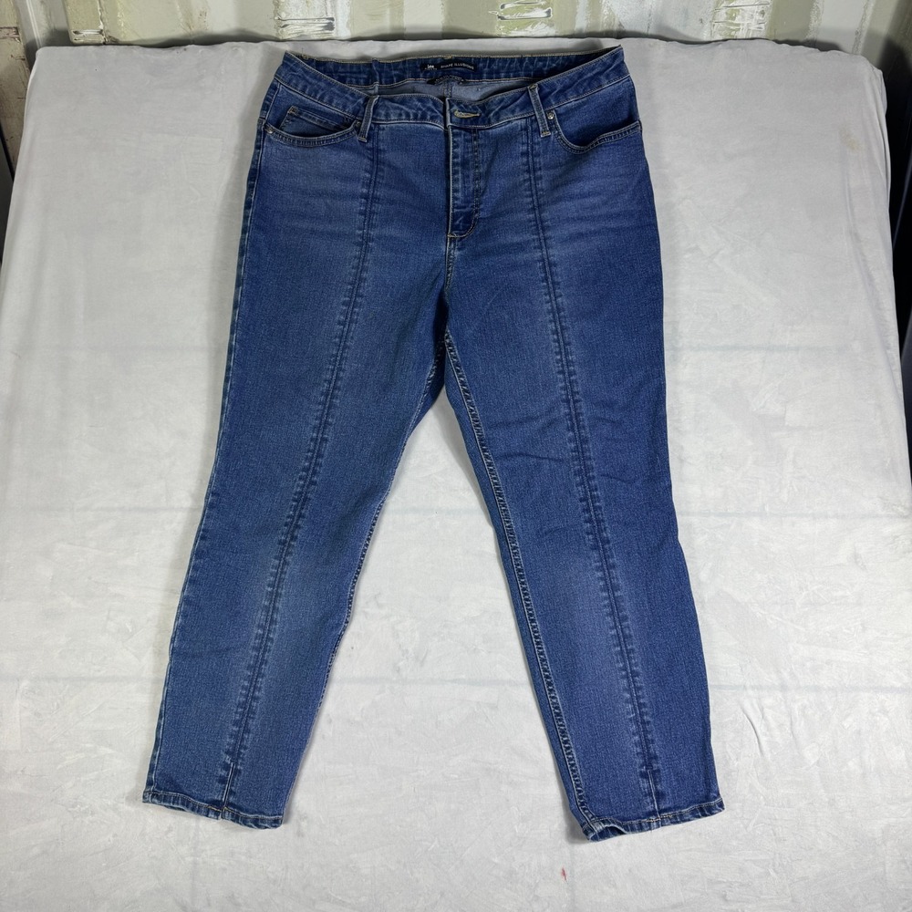Lee Riders Womens Skinny Crop Jeans Blue Shape Illusions Slim Fit Mid Rise 18M